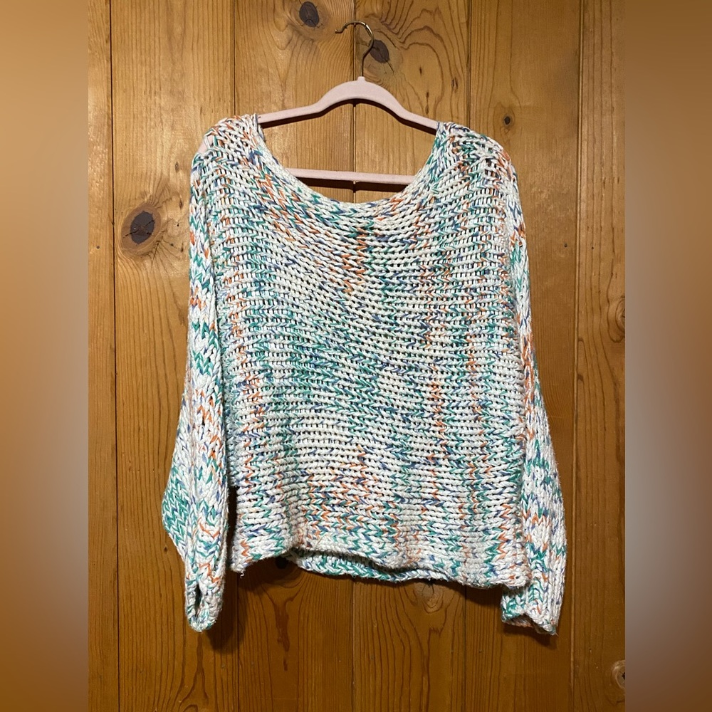 Free People hand knit chunky off the shoulder sweater